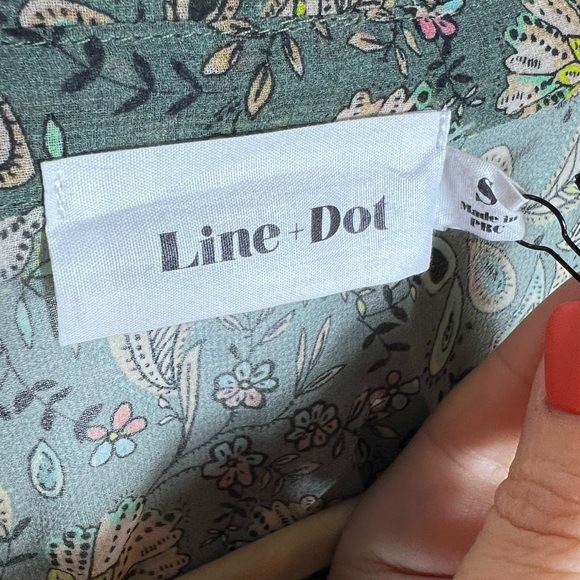 Line + Dot Green Semi-Sheer Floral Balloon Sleeve Blouse, NWT, Small - Picture 7 of 11